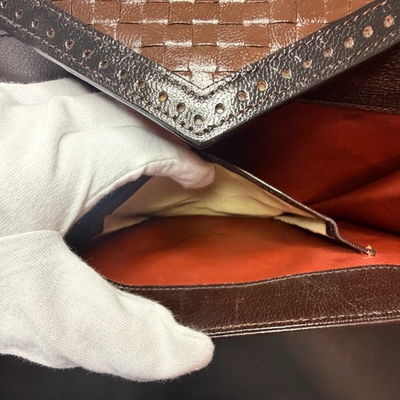 YSL Brown and Black Woven leather purse/clutch. - Picture 8 of 12